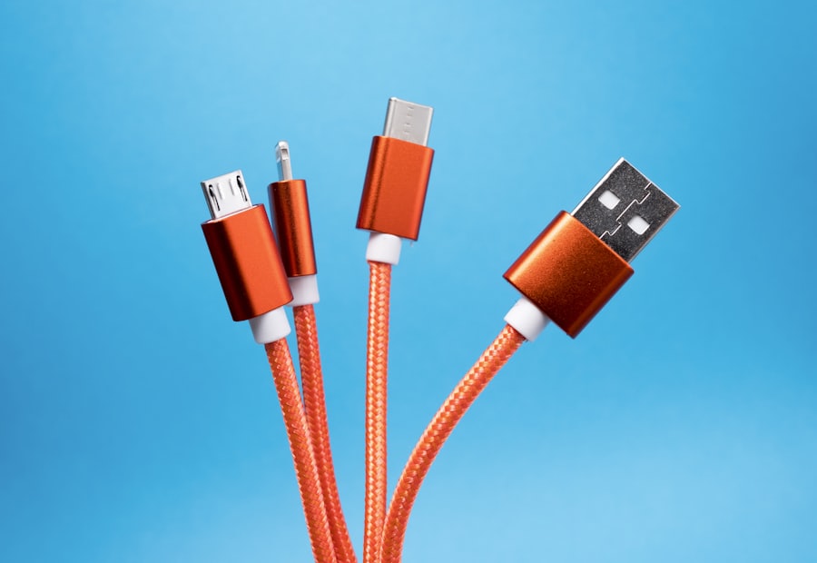 USB charging cables with different connector types