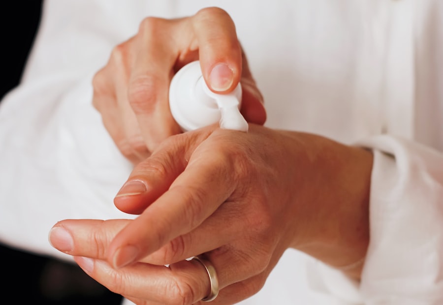 Personal care lotion being dispensed onto a hand